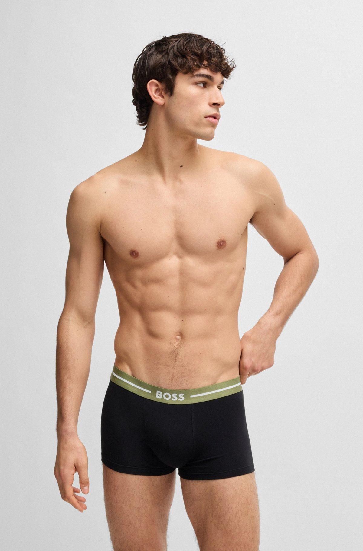 Three-pack of stretch-cotton trunks with logo waistbands Product Image