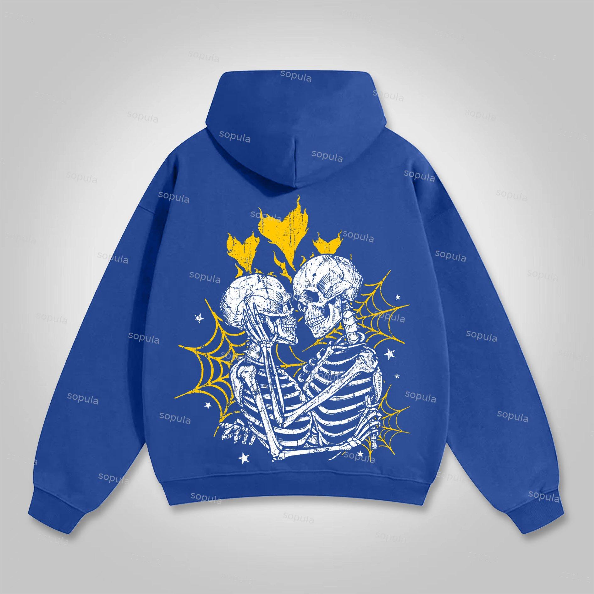 Sopula Til Death Do Us Part Skull Vintage Graphic Pocket Hoodie Product Image