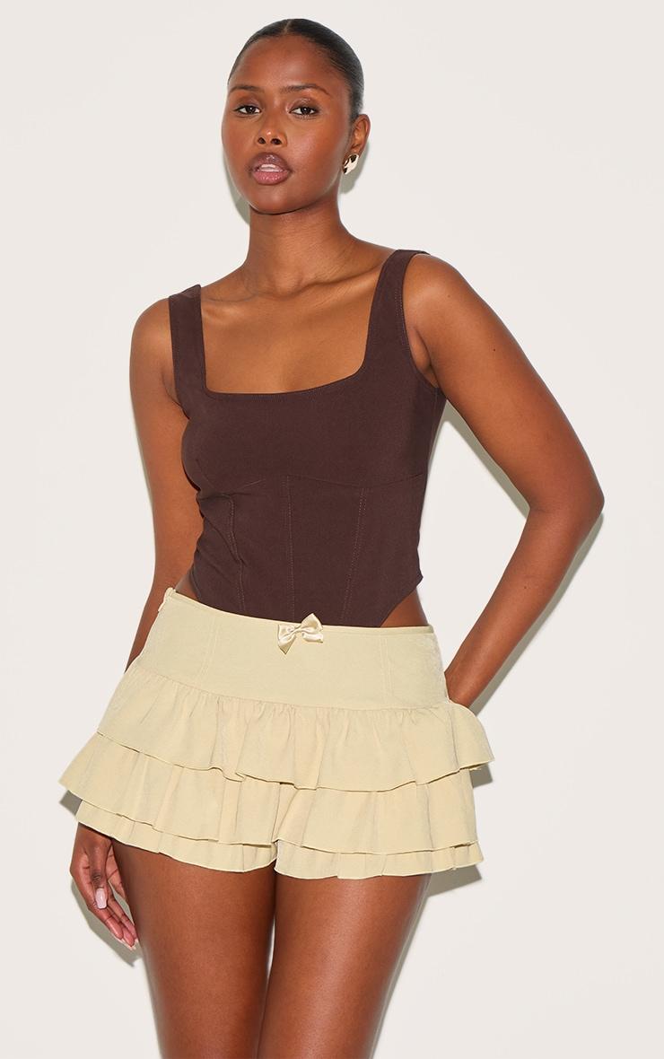 Butter Yellow Bow Detail Tailored Frilly Bloomers Product Image