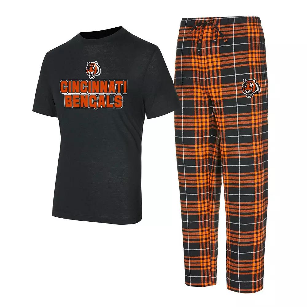 Men's Concepts Sport  Black/Orange Cincinnati Bengals Vector T-Shirt & Flannel Pants Sleep Set, Size: 2XL Product Image