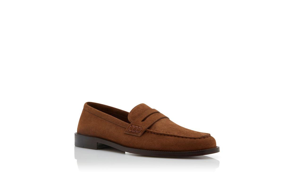 PERRY Dark Brown Suede Penny Loafers Product Image