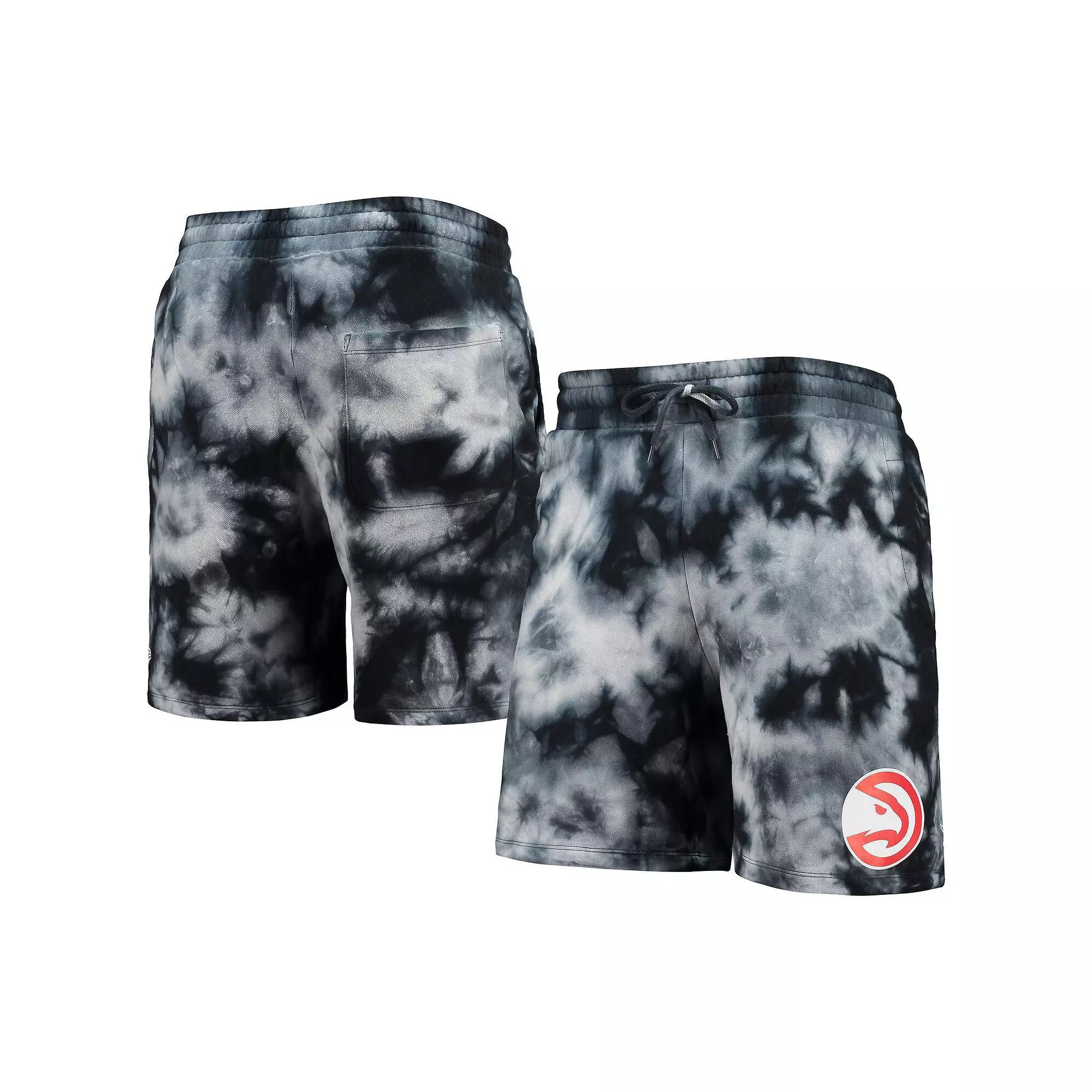 Men's New Era Black Atlanta Hawks Fleece Tie-Dye Shorts, Size: 2XL Product Image