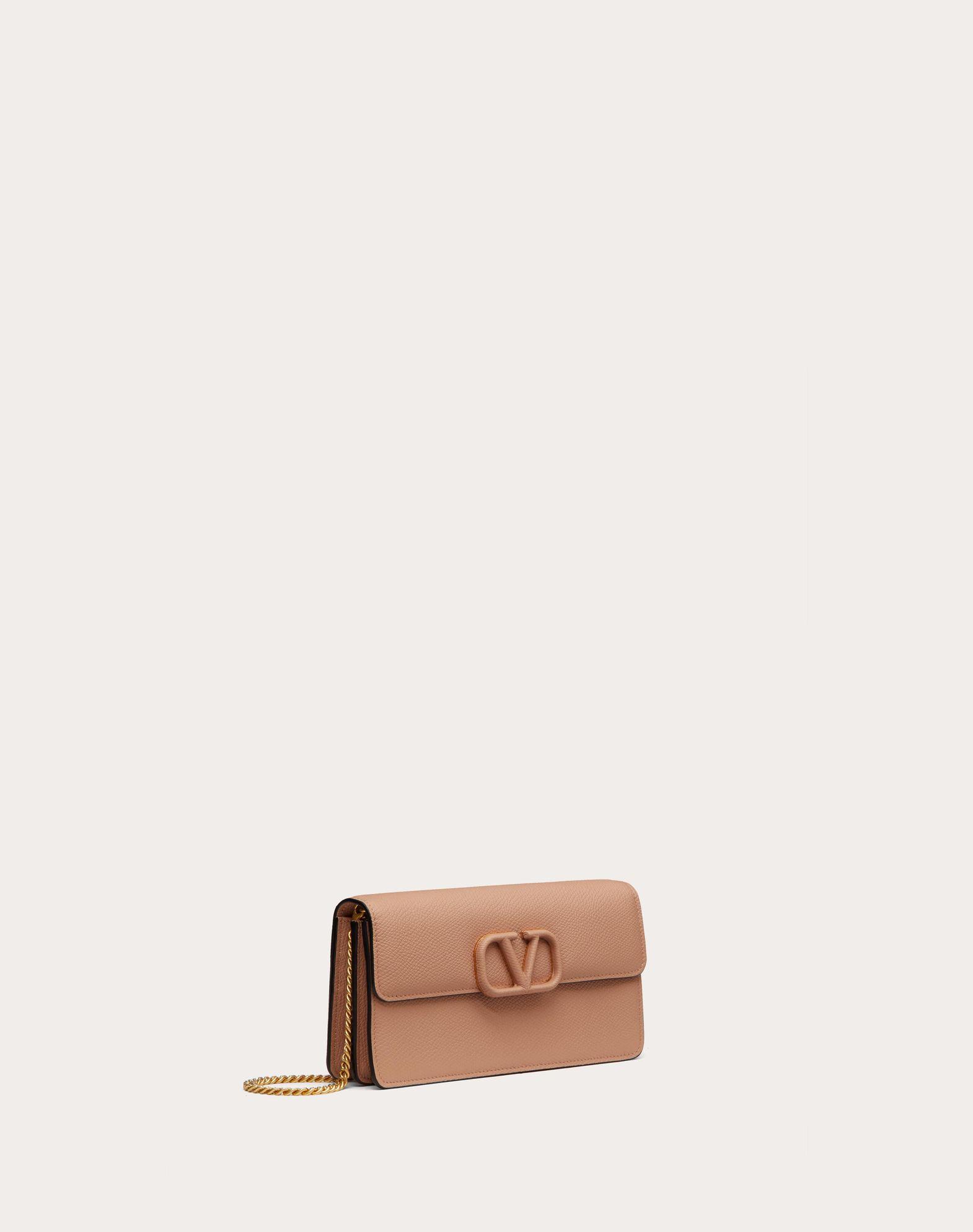 UPTOWN CHAIN WALLET IN GRAIN DE POUDRE EMBOSSED LEATHER Product Image