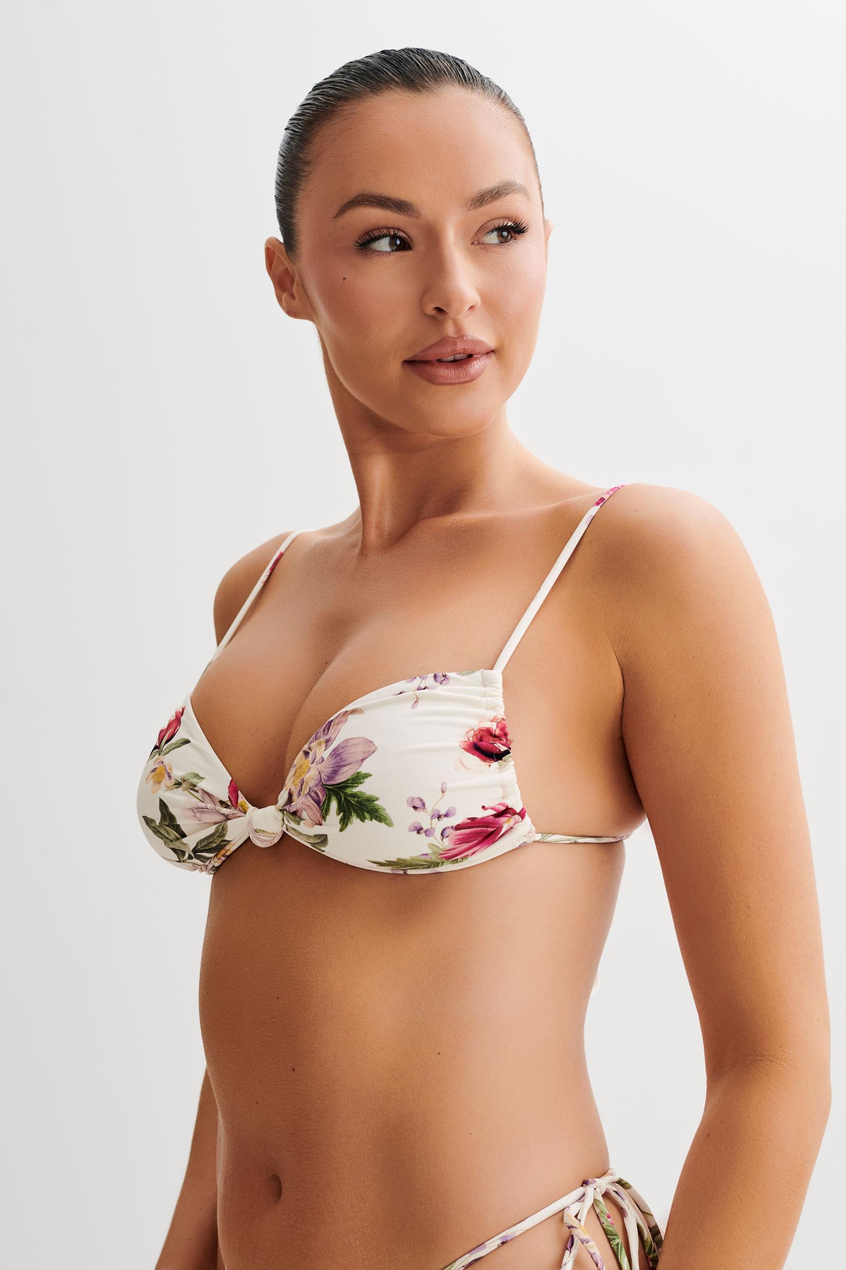 Rosmunda Ruched Bikini Top - Bella Rosa Print Product Image