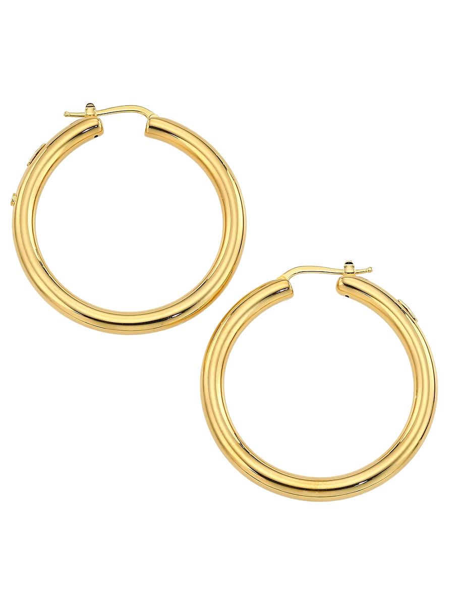 Womens 18K Yellow Gold Round Tubular Hoop Earrings, 40MM Product Image