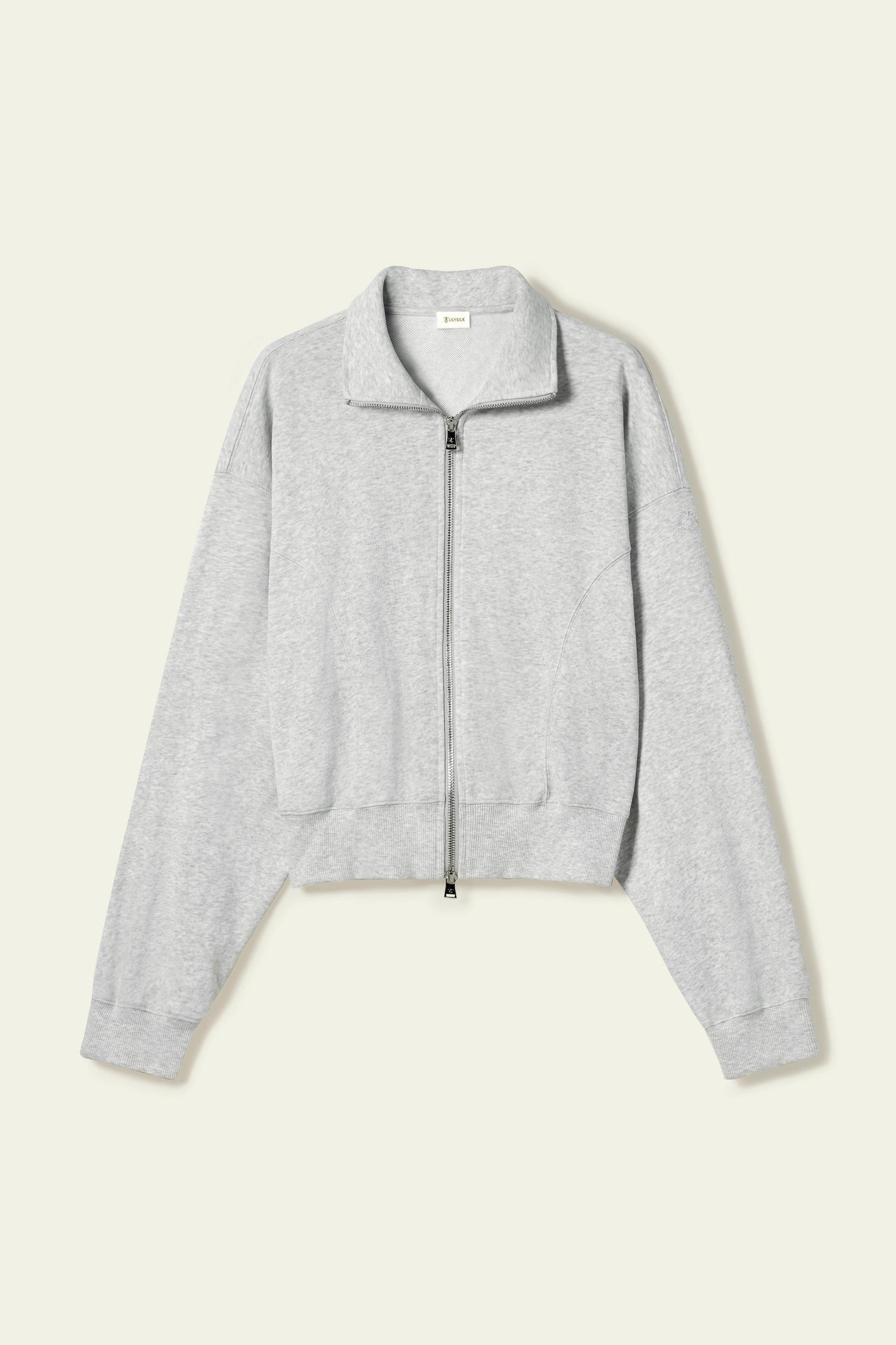 LILYSILK Women's SILKERRY Silk Blend Oversized Two-Way Zip Jacket Navy XL Product Image