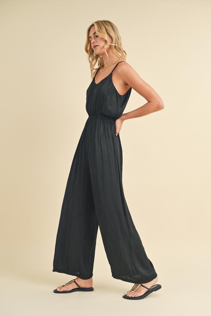 CRINKLE SATIN CAMI JUMPSUIT Product Image