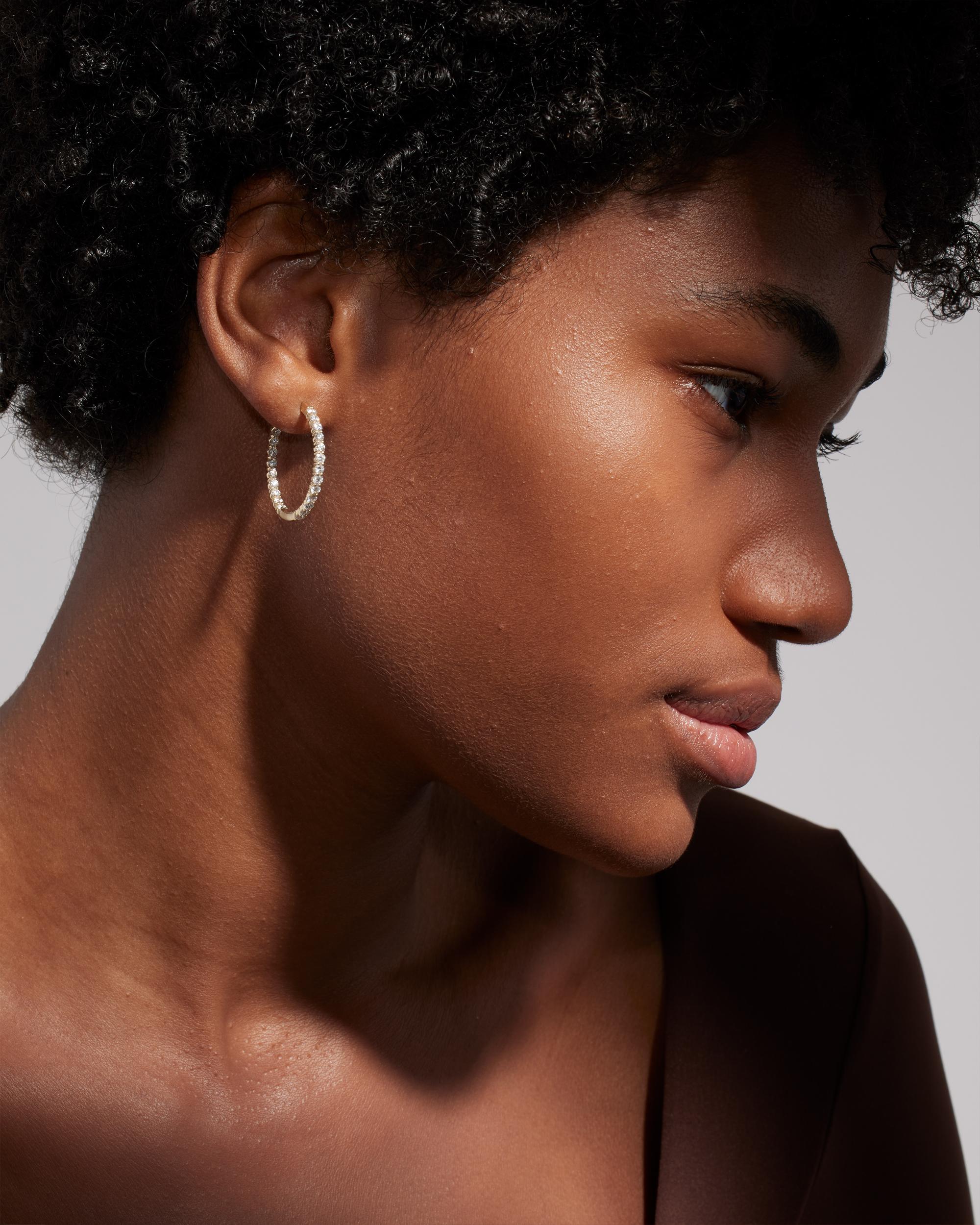 Quince | Women's 14K Gold Lab Grown Diamond Inside Outside Hoop Earrings Product Image