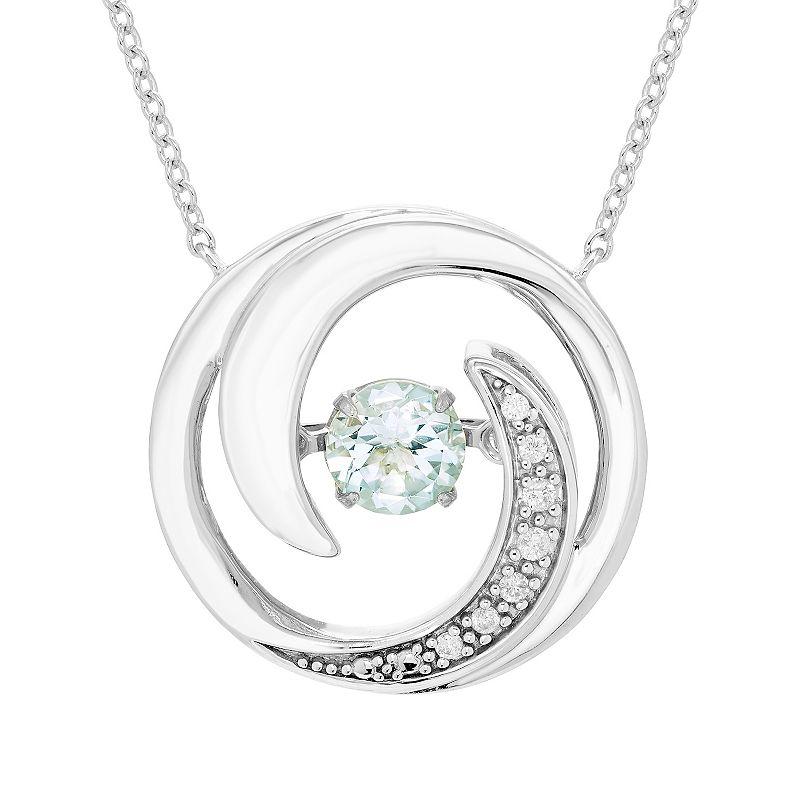 Boston Bay Diamonds Brilliance in Motion Sterling Silver Aquamarine & Diamond Accent Swirl Necklace, Women's, Size: 18-20" ADJ Product Image