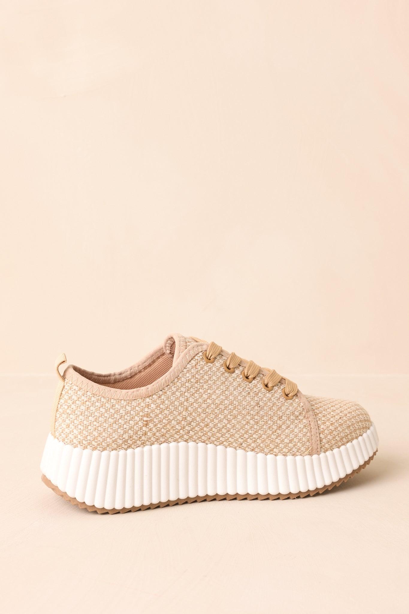 Life In The Fast Lane Tan Woven Platform Sneakers Product Image