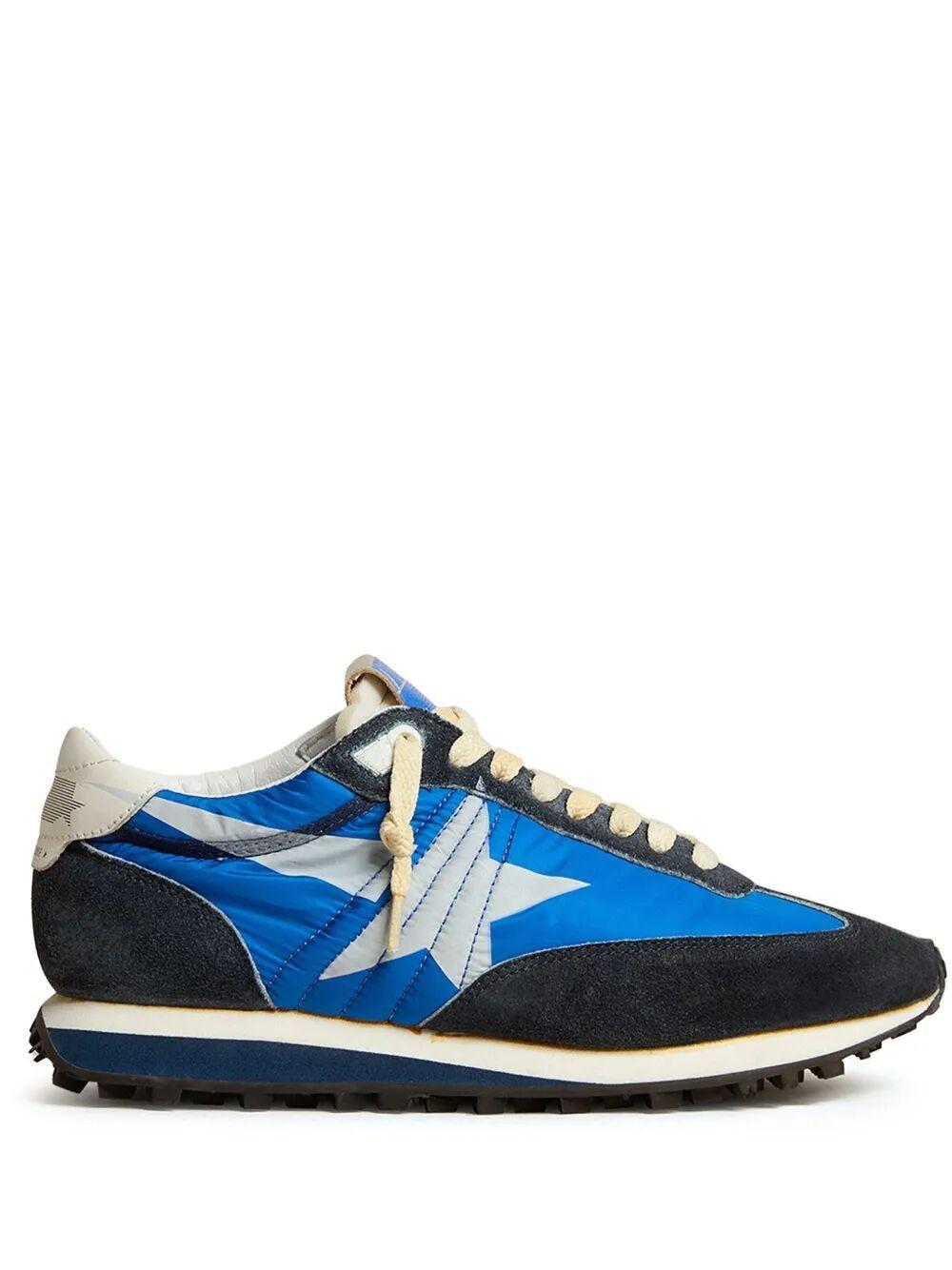 GOLDEN GOOSE Deluxe Brand Running Marathon Nylon Upper Suede Sneakers In Blue Product Image