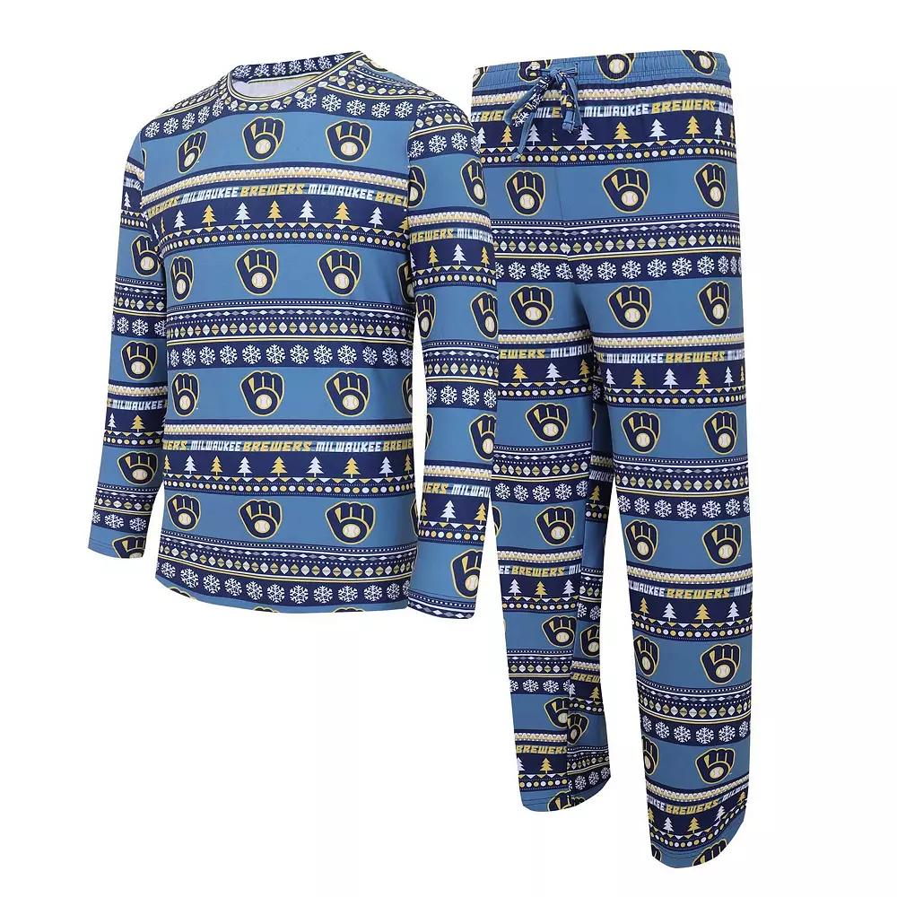 Men's Concepts Sport Navy Milwaukee Brewers Knit Ugly Sweater Long Sleeve Top & Pants Set,  Product Image