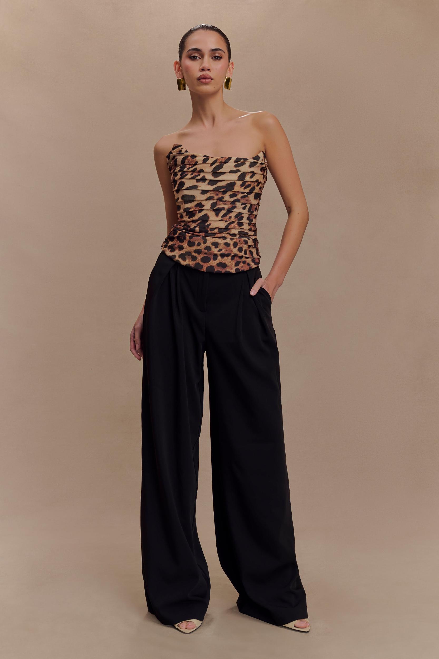 Jacqueline Pleated Wide Leg Pants - Black Product Image