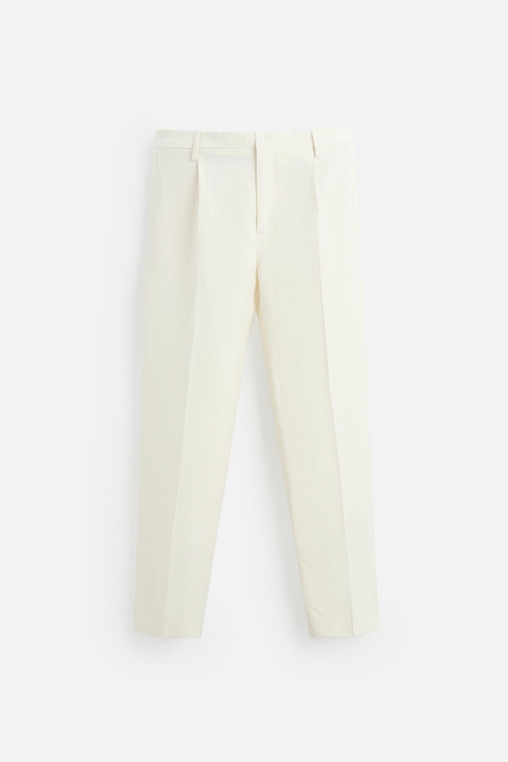 LIMITED EDITION HERRINGBONE LINEN-WOOL PANTS Product Image