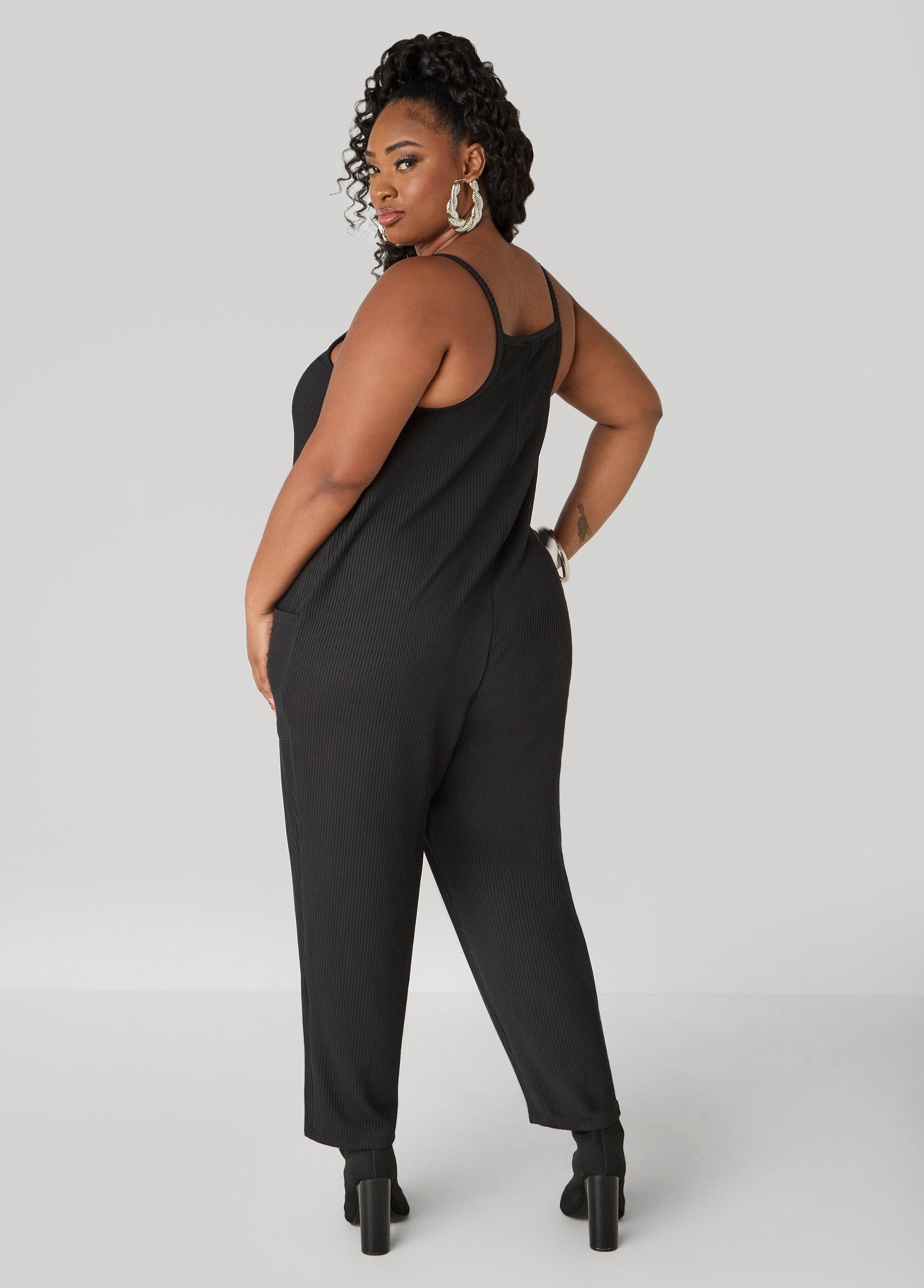 Plus Size Ribbed Jersey Jumpsuit Ashley Stewart Product Image