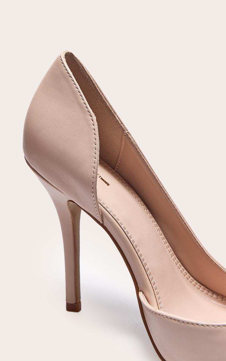 Nude Pu Point Toe Curved Cut Out High Heel Courts Product Image
