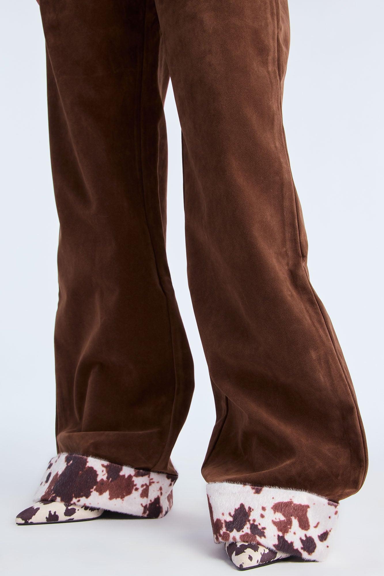 Saddle Up Faux Suede Wide Leg Pant - Brown/combo Female Product Image