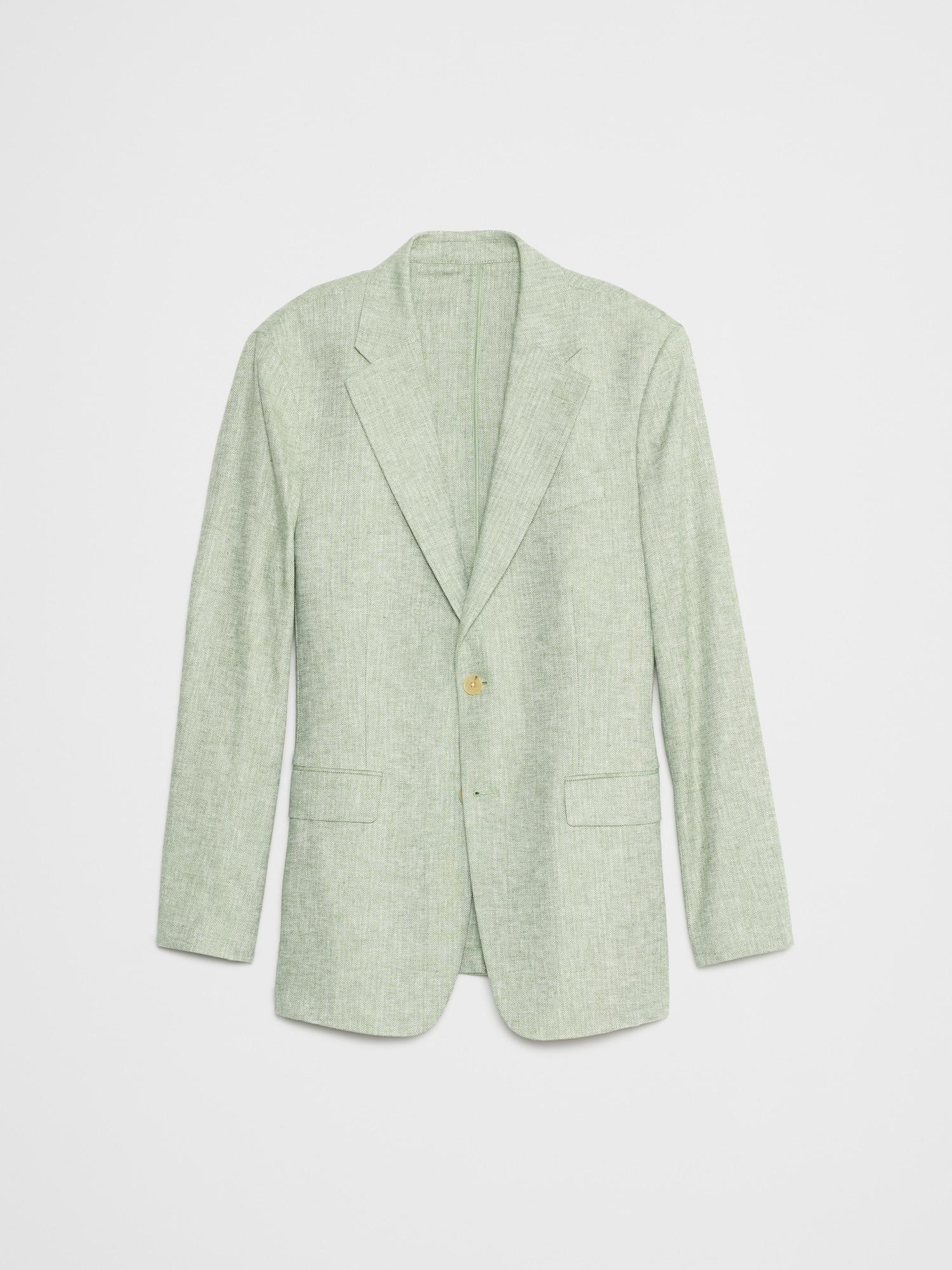 Tailored-Fit Linen-Blend Herringbone Suit Jacket Product Image