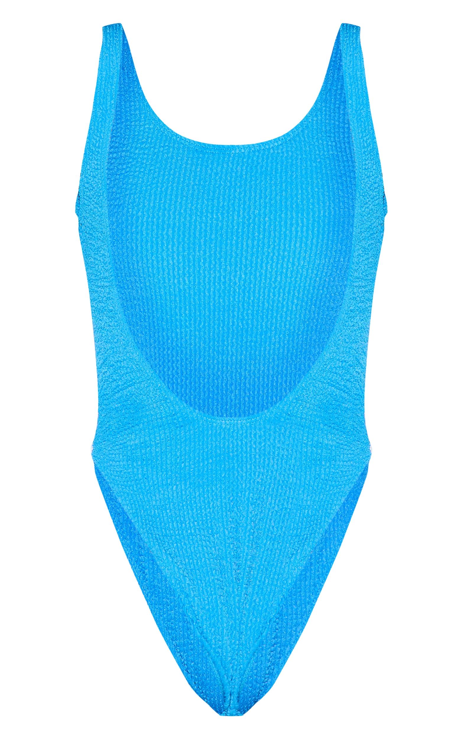 Blue Crinkle Low Scoop Back Swimsuit Product Image
