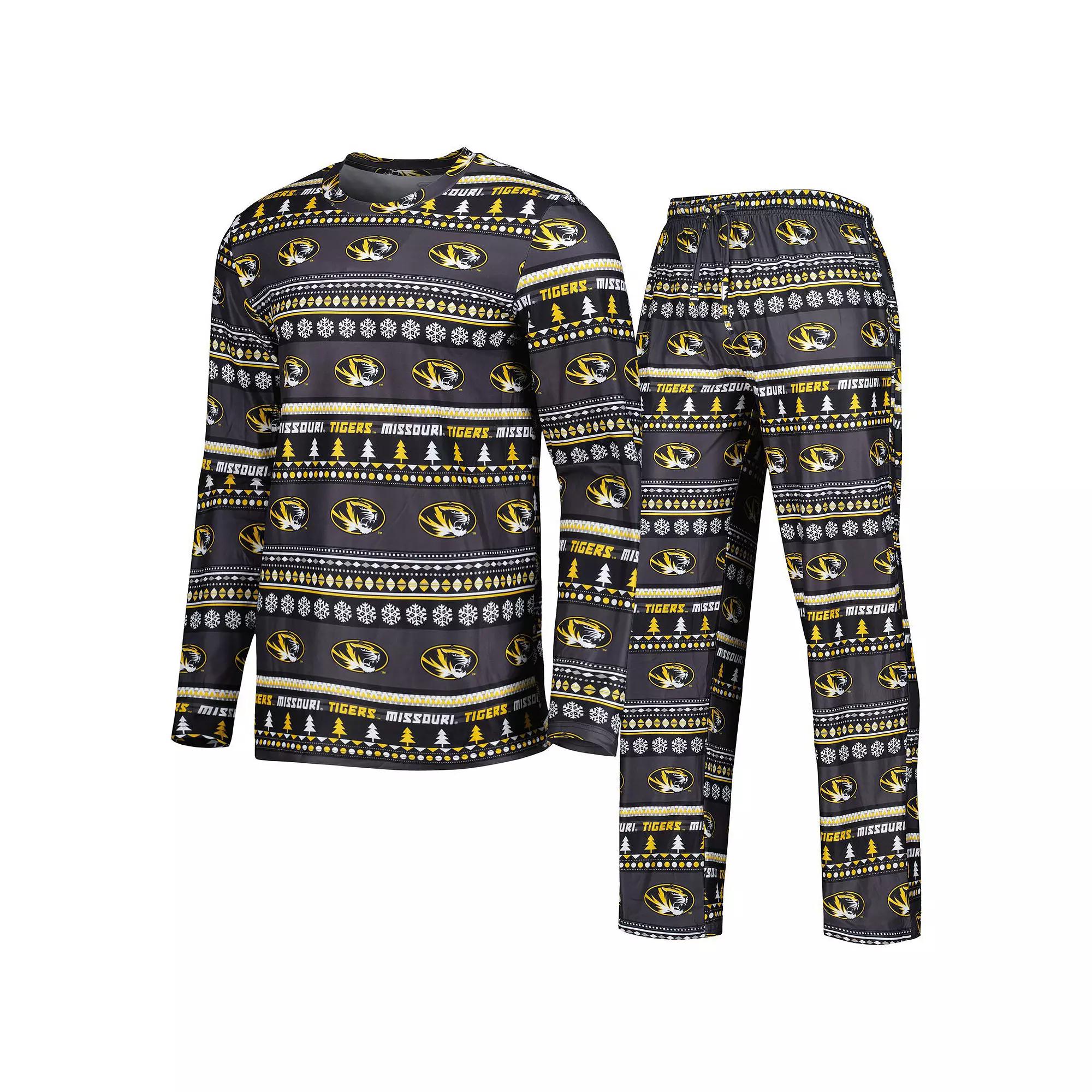 Men's Concepts Sport Black Missouri Tigers Swivel Long Sleeve T-Shirt & Pants Sleep Set, Size: Medium Product Image