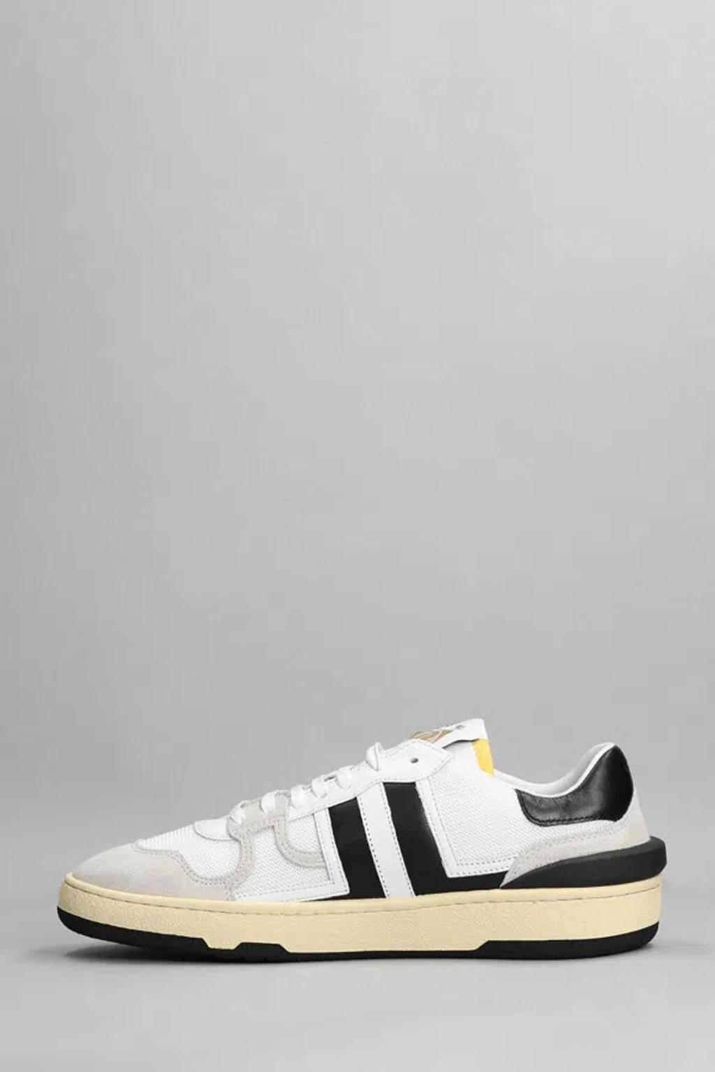 LANVIN Black And White Leather Clay Low Mesh Sneakers Product Image