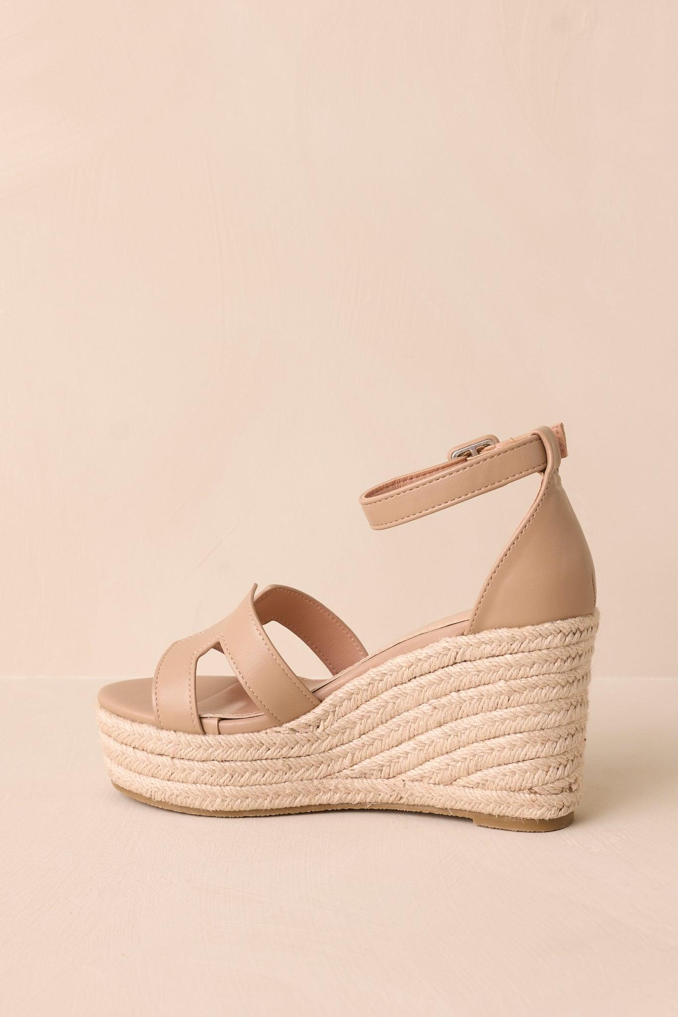Beachside Dreaming Beige Platform Wedges Product Image