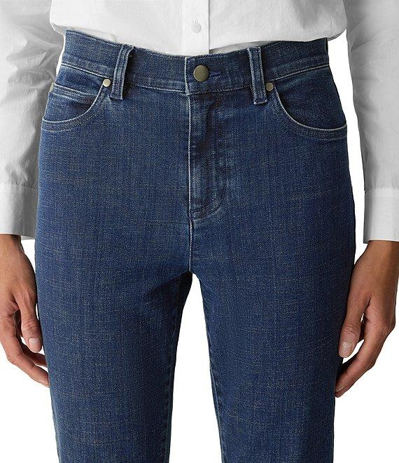 Eileen Fisher Petite Size Organic Cotton Stretch Denim High Waisted Slim Ankle Jeans Product Image