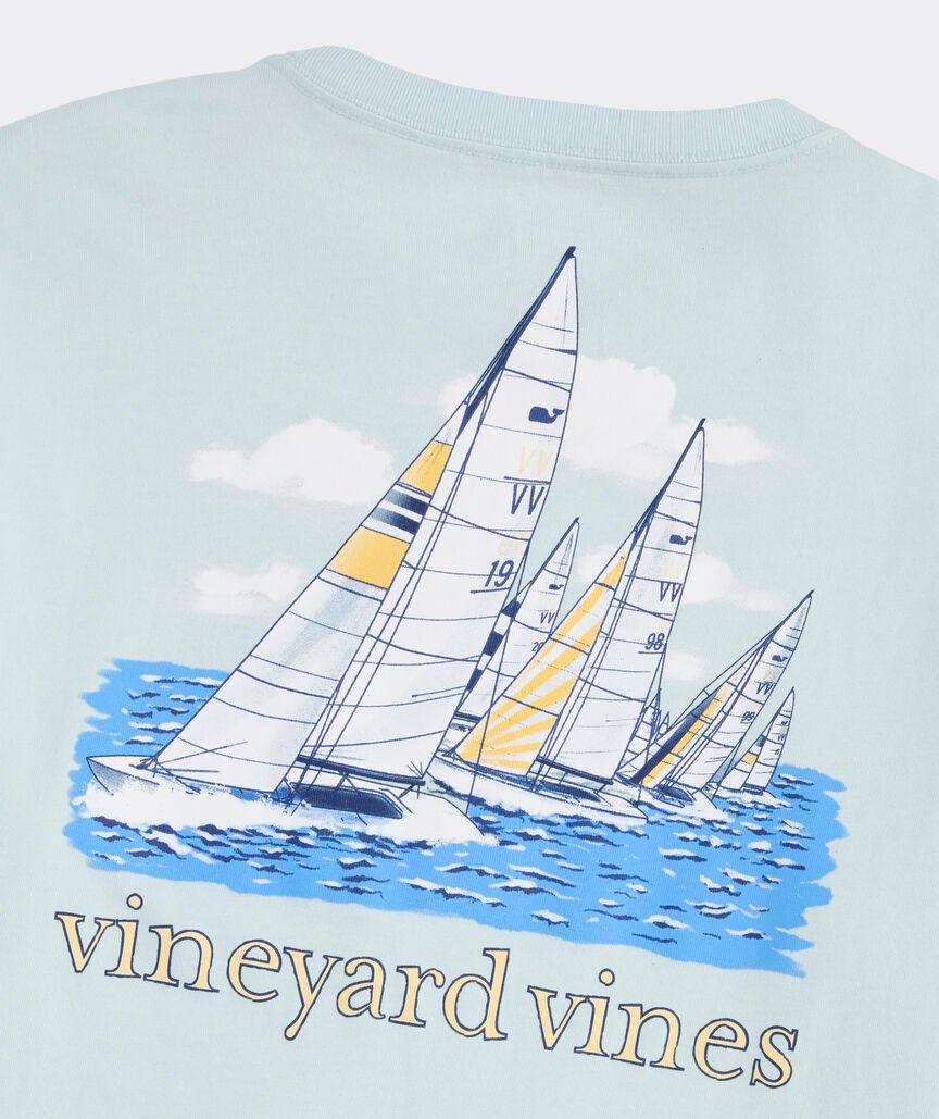 Painted Sailboat Race Scene Long-Sleeve Tee Product Image