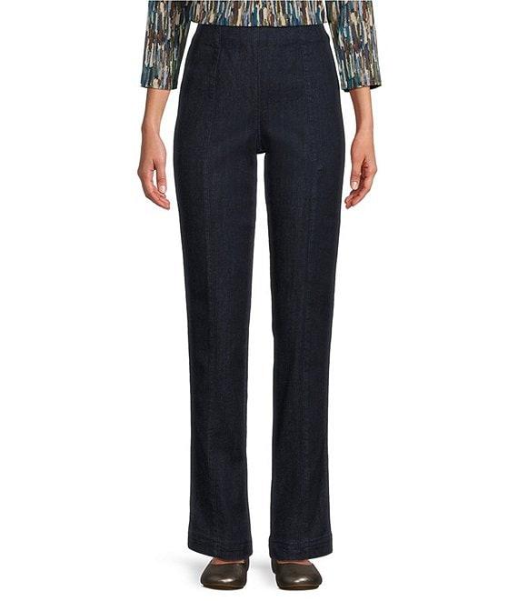 Intro Nia Hollywood Waist Seam Detail High Rise Straight Leg Pull-On Denim Pants Product Image