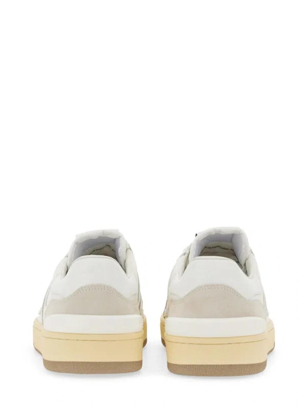 LANVIN Mesh And Leather Clay Sneakers With In White Product Image