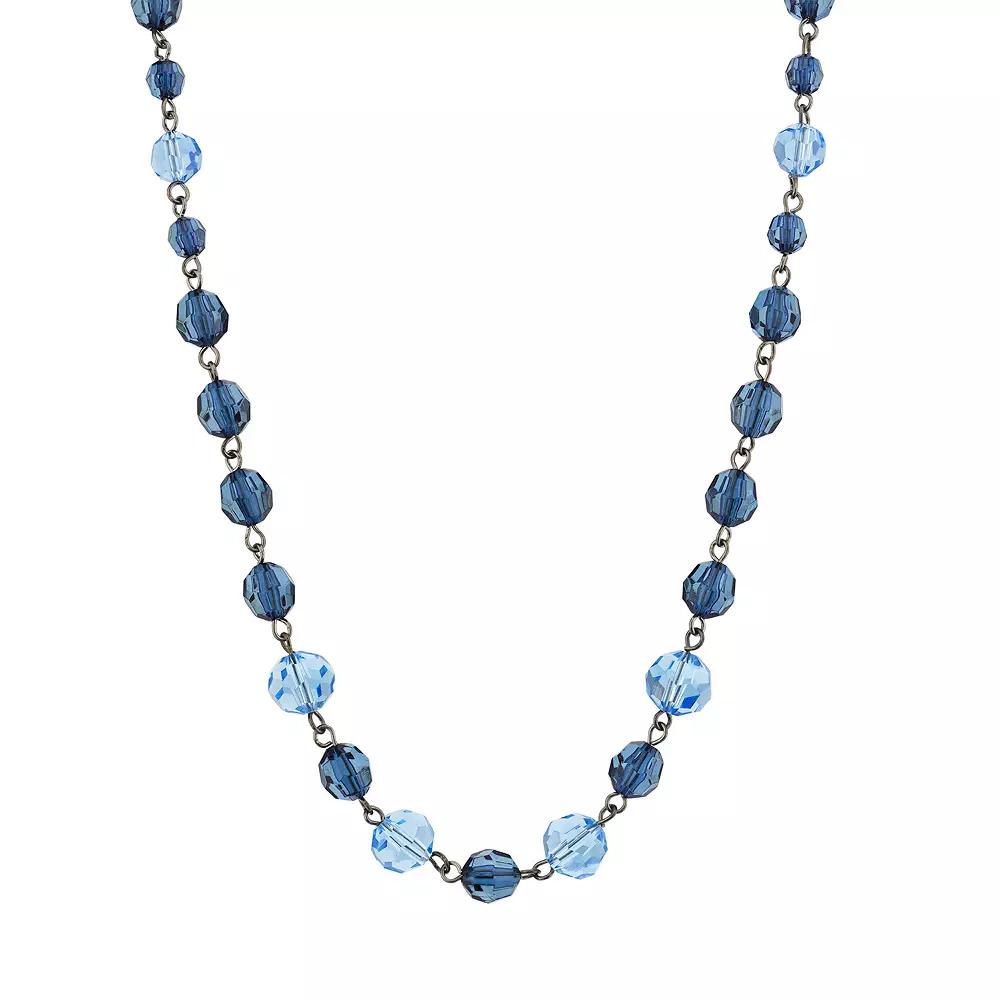 1928 Black & Blue Beaded Single Strand Necklace, Women's Product Image