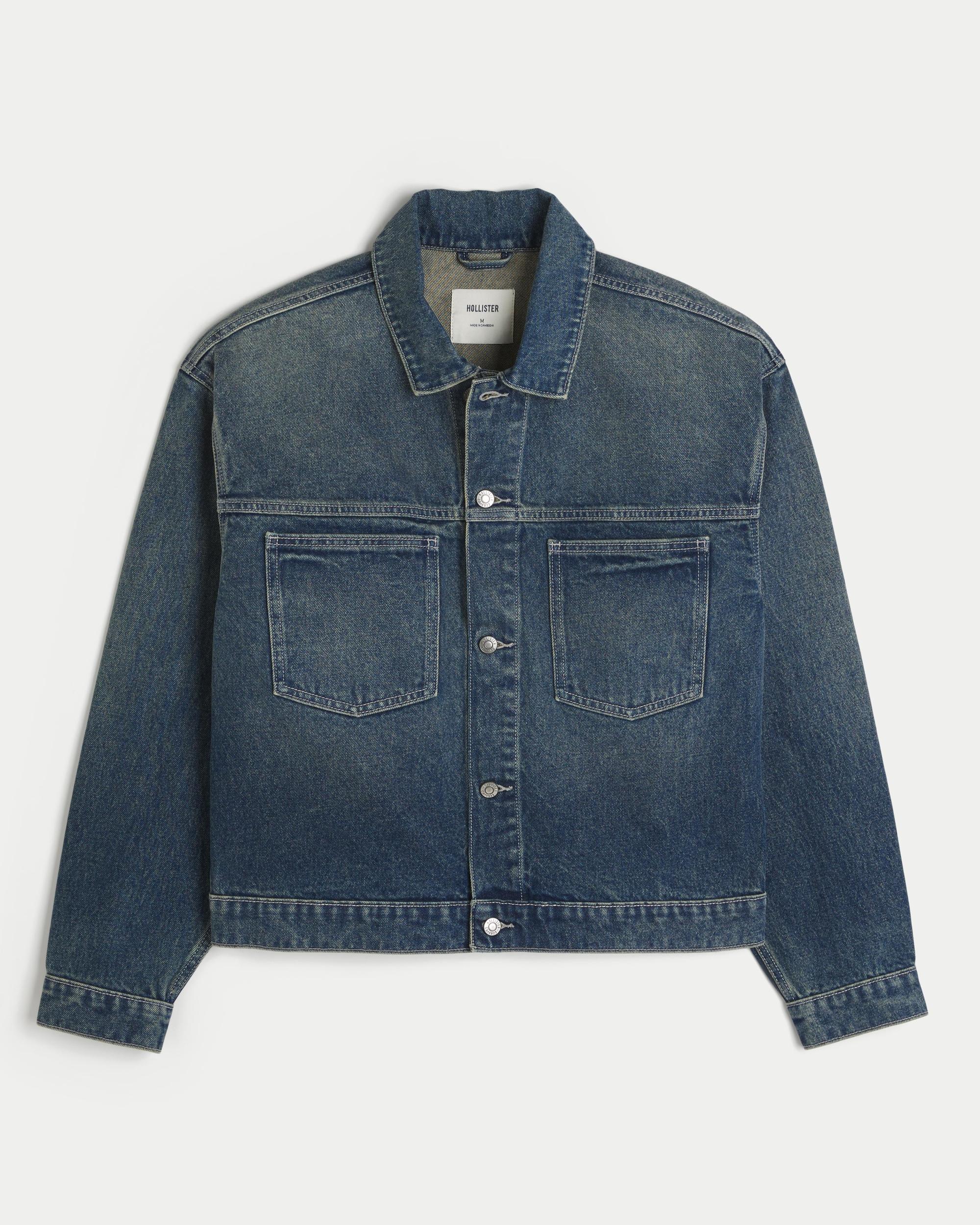 Washed Black Denim Trucker Jacket Product Image