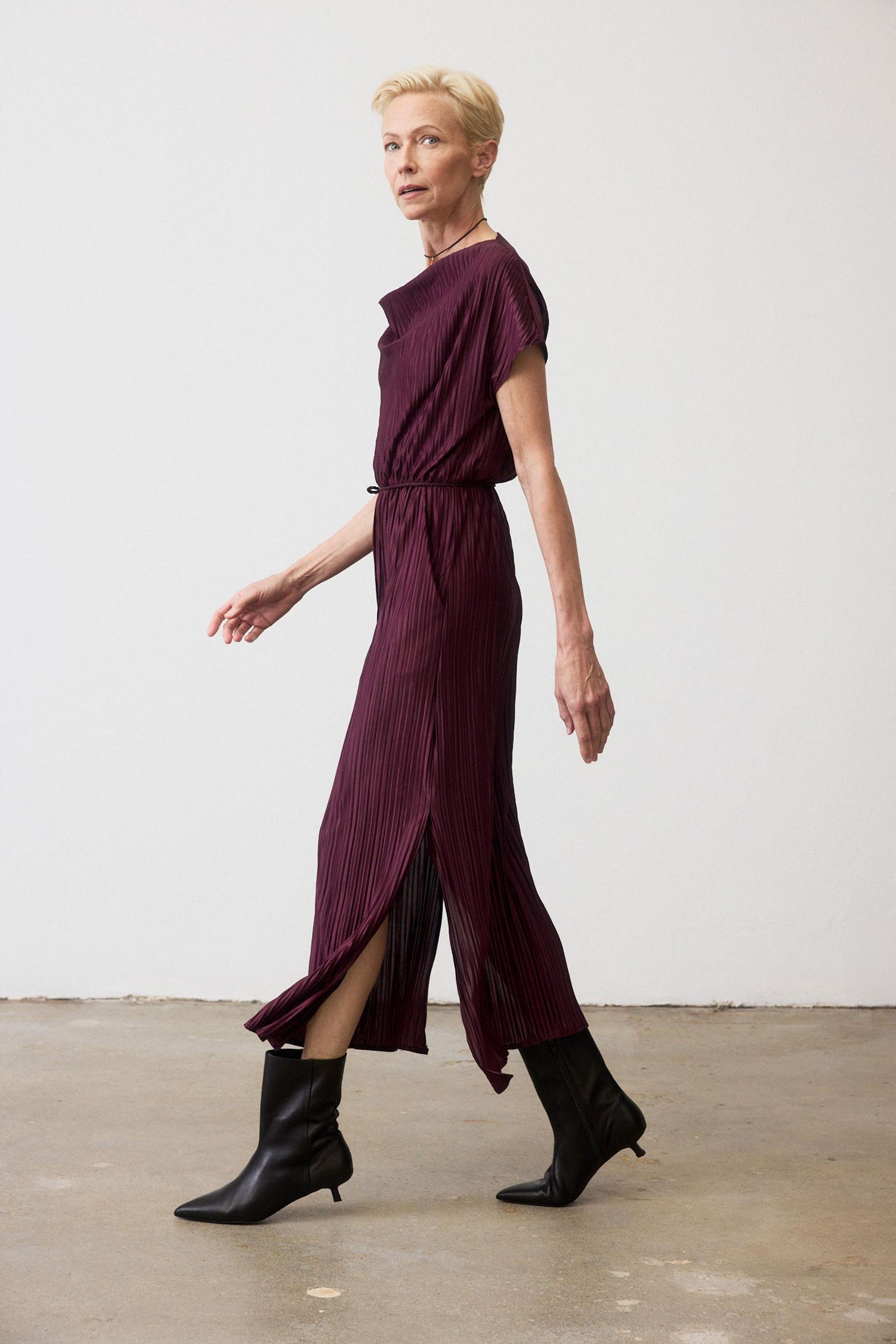 Draped Pleated Maxi Dress Product Image