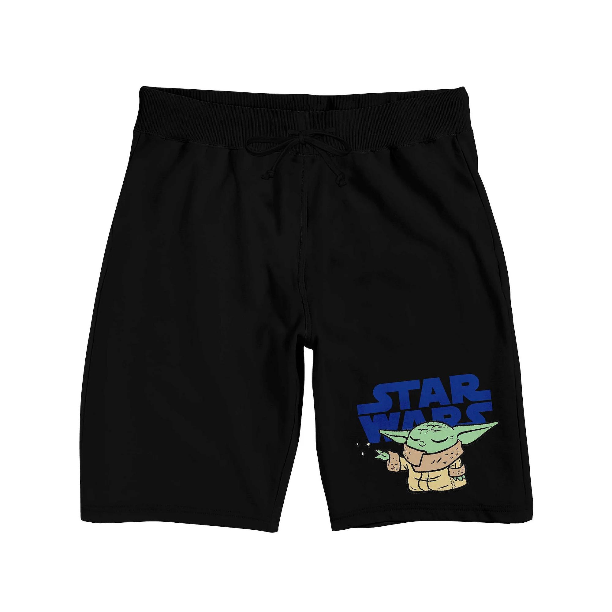 Men's The Mandalorian Grogu Star Wars Logo Sleep Shorts, Size: Small, Black Product Image