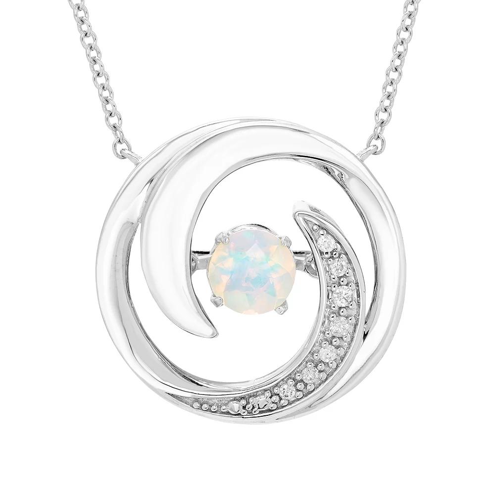 Boston Bay Diamonds Brilliance in Motion Sterling Silver White Opal & Diamond Accent Swirl Necklace, Women's, Size: 18-20" ADJ Product Image
