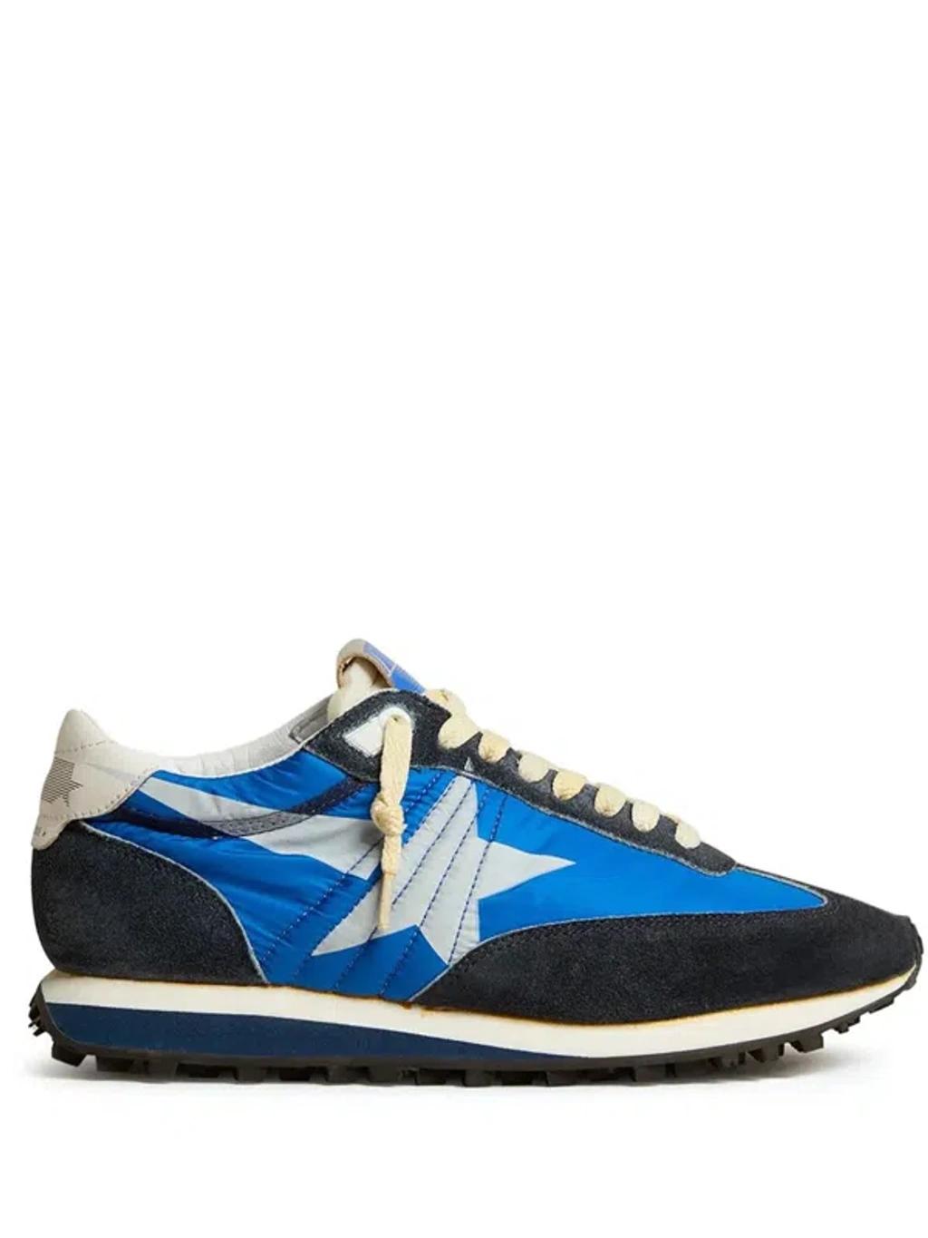 GOLDEN GOOSE Deluxe Brand Running Marathon Nylon Upper Suede Sneakers In Blue Product Image