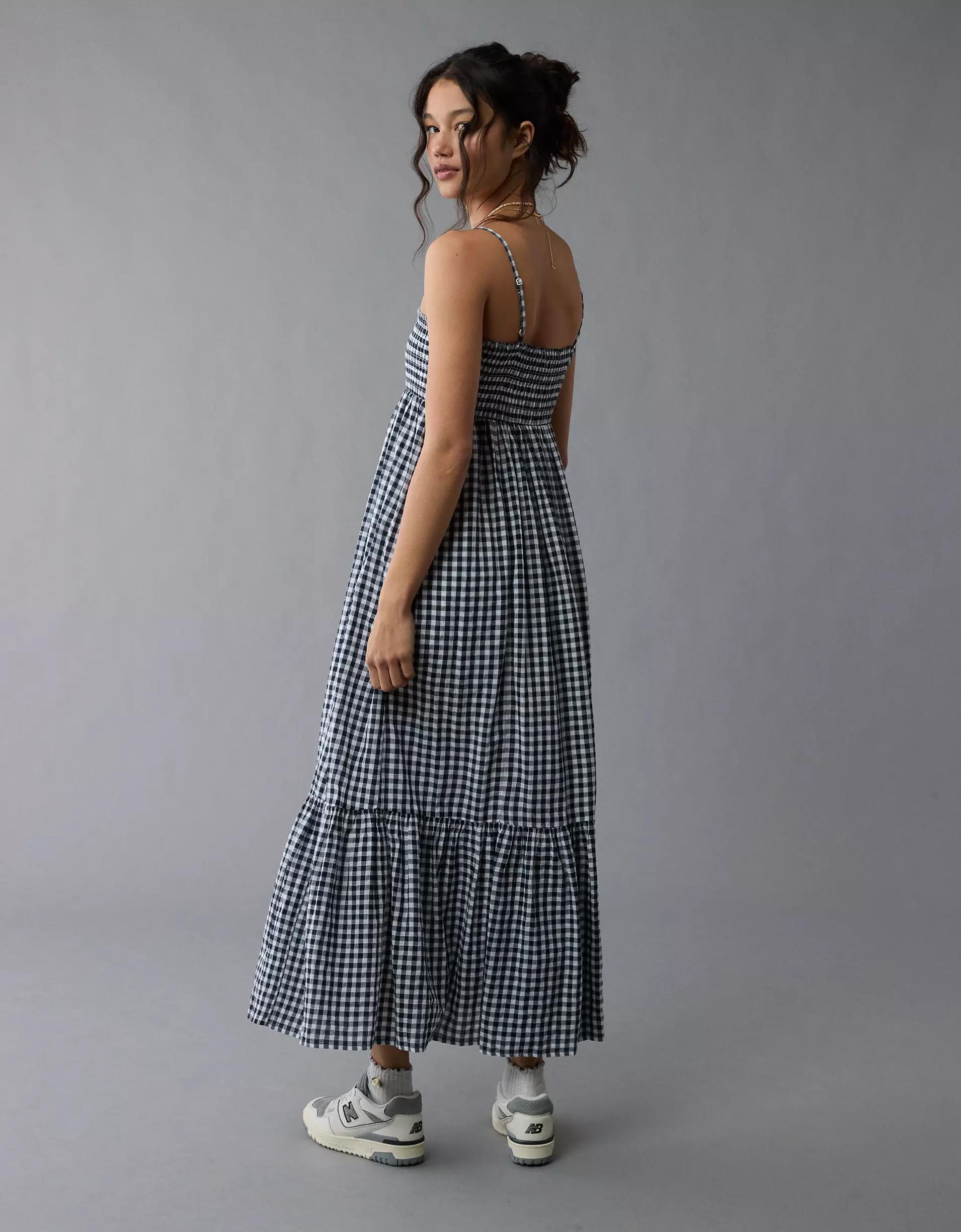 AE Gingham Babydoll Maxi Dress Product Image