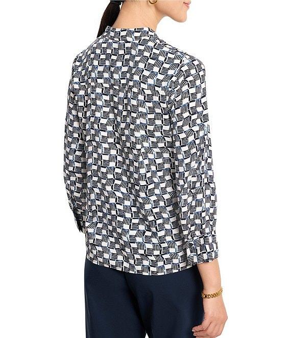 NIC + ZOE Basketweave Split V-Neck 3/4 Sleeve Shirt Product Image