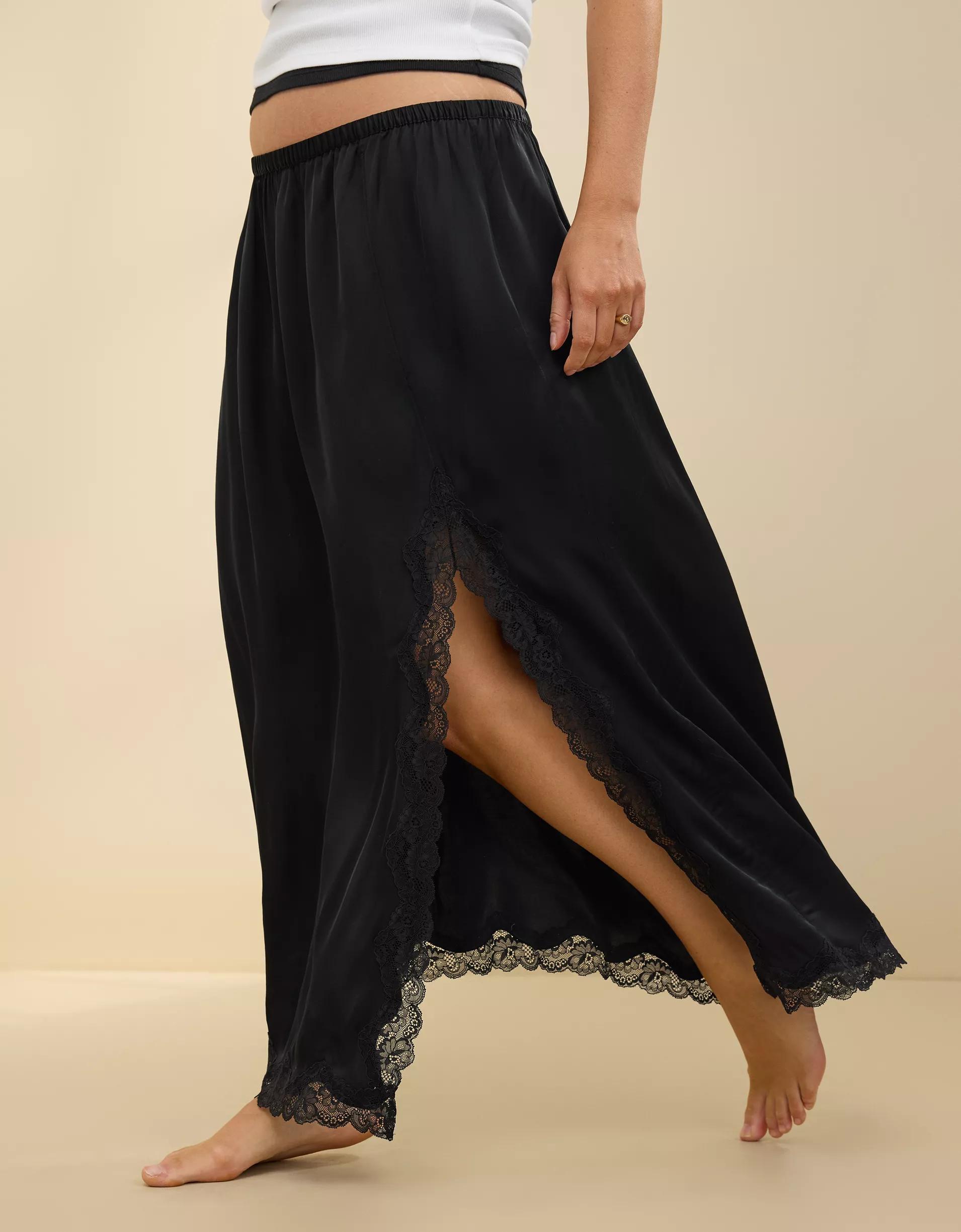 Aerie Satin Midi Skirt Product Image