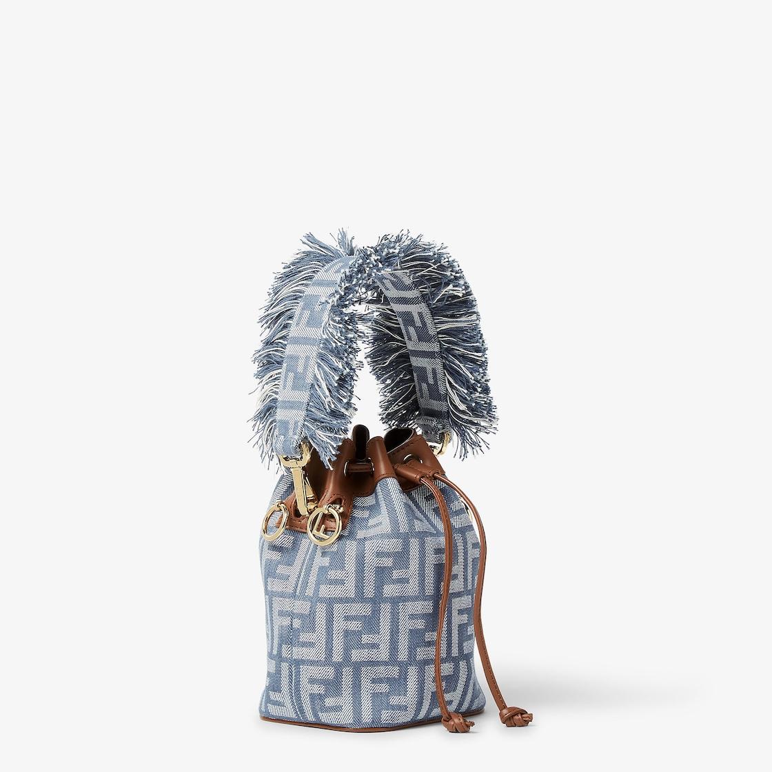 Mon TresorBlue denim-effect FF jacquard mini-bag Product Image