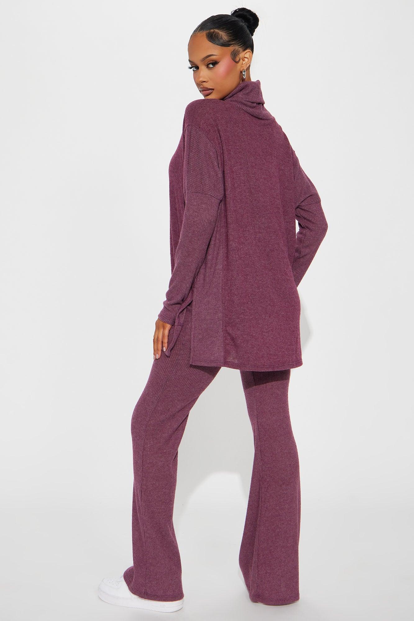 Comfort Era Cozy Pant Set - Plum Product Image