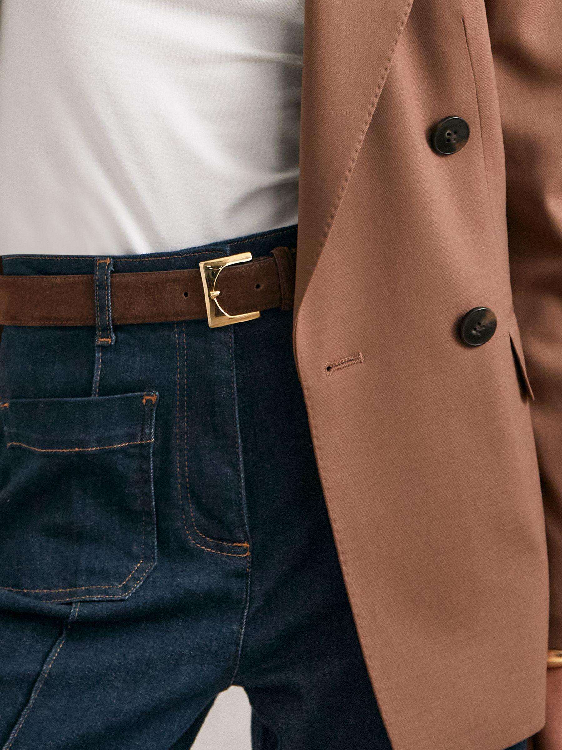Suede Square Buckle Belt in Chocolate Product Image