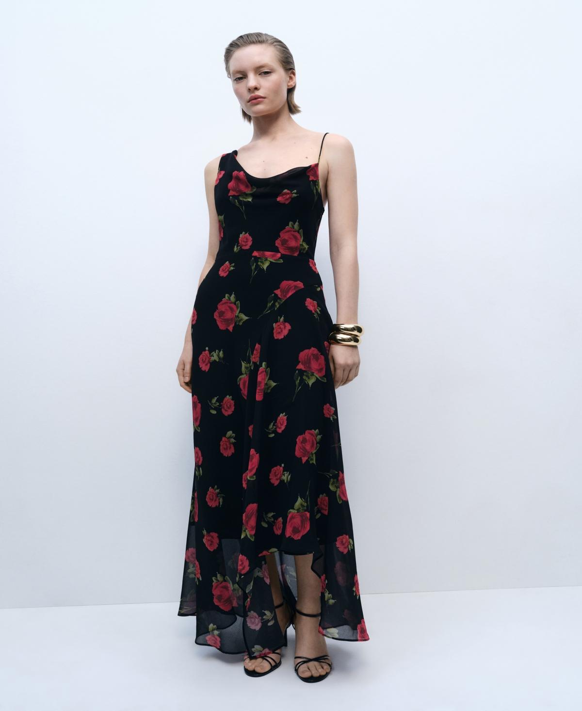 Long floral-print dress - Women | MANGO USA Product Image