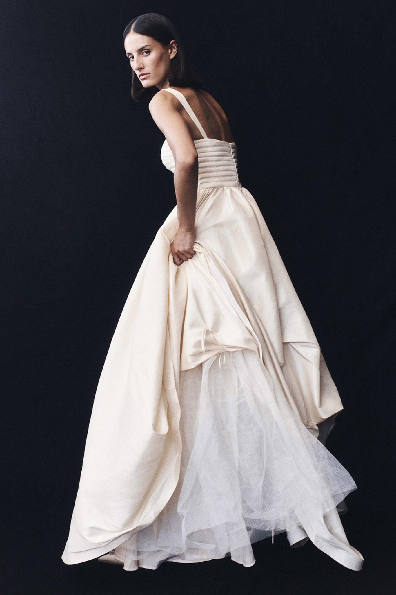 Carla Ruched Gown - Cream Ivory Product Image