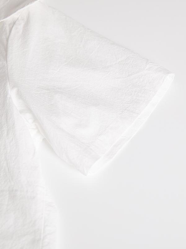 Loose Short Sleeves Solid Color Split-Joint Peter Pan Collar Blouses&Shirts Tops Product Image