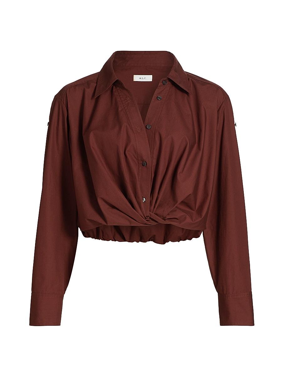 Womens Leo Twist Cotton Button-Front Top Product Image