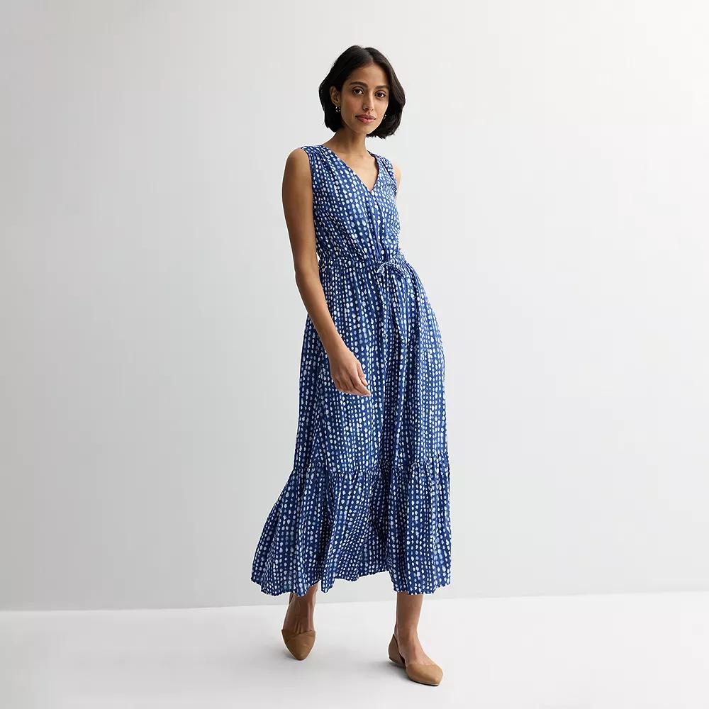 Petite Sonoma Goods For Life® Femme Button Bodice Maxi Dress, Women's, Size: XL Petite, Blue Blue Dye Product Image