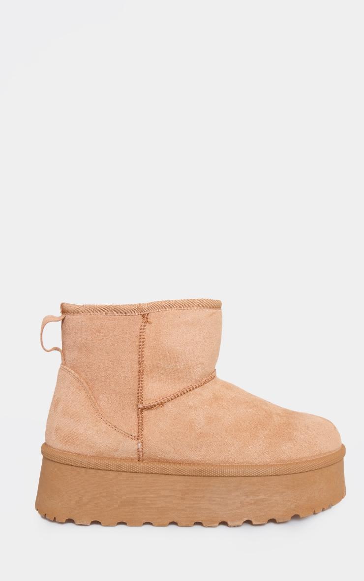 Sand Faux Suede Cleated Ankle Platform Boots Product Image