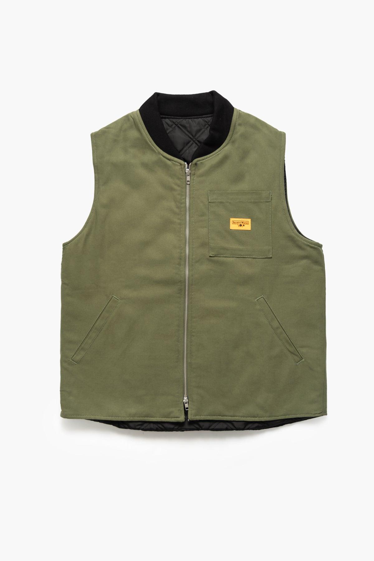 Padded Work Vest Jacket - Olive Product Image