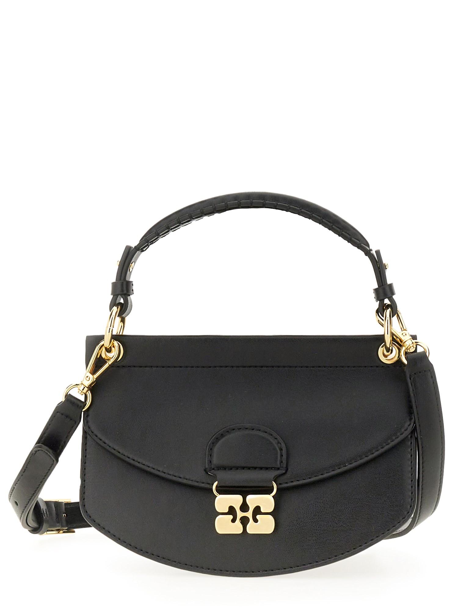 GANNI Womens Black Apo-g Mini Leather-blend Top-handle Bag Product Image